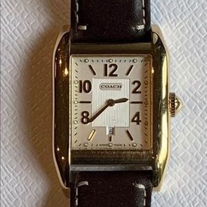 Mens Coach Leather Band Watch